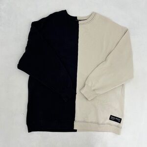 Social Tourist Mens Size‎ Large Colorblock Sweatshirt Black & Off White Pullover